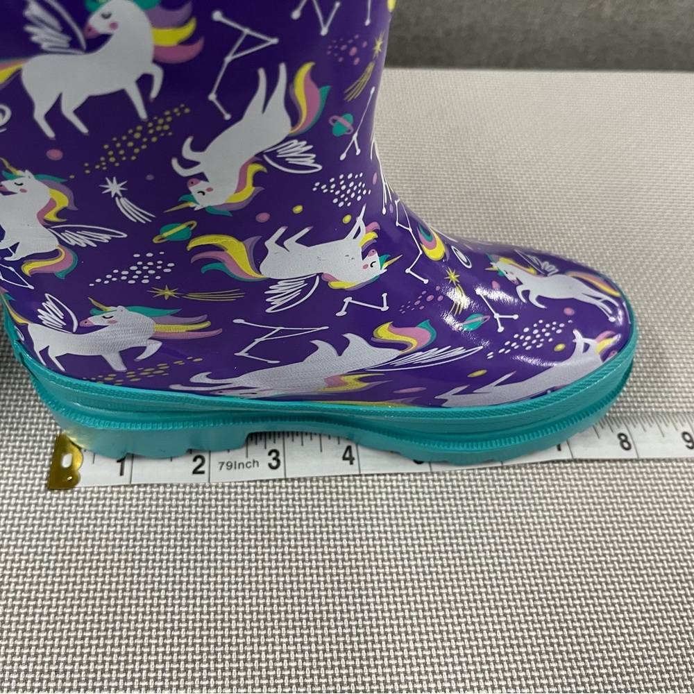 Toddler rain boots w/faux fur lining. Fun unicorn pattern. Size 11-12 - Picture 11 of 12